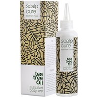 Australian Bodycare Scalp Cure Treatment Mask 150ml, white bottle with pointed nozzle, leaf-patterned packaging.