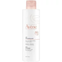White Avène Cleansing Milk Make-up Remover bottle, 200ml, with pink cap and subtle logo design.