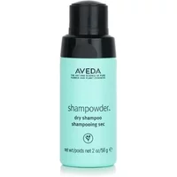 Aveda Shampowder Dry Shampoo 56g, light blue bottle with black cap, minimalist design.