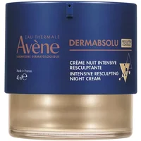 Avène DermAbsolu Night Balm, 40ml, blue lid, clear base, gold text, anti-aging cream.