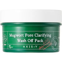 Green Axis Y Mugwort Pore Clarifying Wash Off Pack jar with white lid, 100 ml, exfoliating face mask for normal skin.