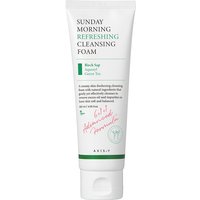 White Axis Y cleansing foam tube with green text, 120 ml, for all skin types, featuring a flip-top cap.
