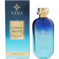 Azha Eternal Nights Eau de Parfum, 100ml, blue gradient bottle with gold cap, matching blue and gold box.