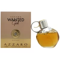 Azzaro Wanted Girl Eau De Parfum 80ml, round glass bottle with floral cap, next to gold-toned box.