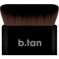b.tan Air Brush'd blending brush with dense, flat brown bristles and a sleek black handle with b.tan logo.