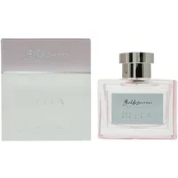 Baldessarini Bella Eau De Parfum 50ml, clear glass bottle with silver cap, next to matching white and silver box.