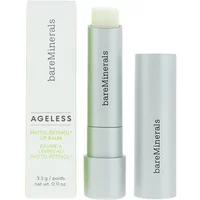 bareMinerals Ageless Phyto-Retinol Lip Balm 3.3g in sleek silver tube with white balm and matching box.