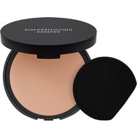 Black compact of bareMinerals BAREPRO powder foundation with medium shade and included black applicator sponge.