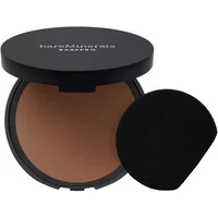bareMinerals BAREPRO powder foundation in Deep 60 Neutral, round black compact with matching applicator sponge.