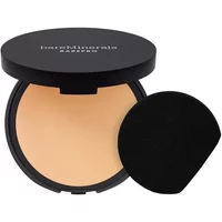 bareMinerals BAREPRO powder foundation in black compact with mirror and applicator sponge, shade Light 20 Warm.