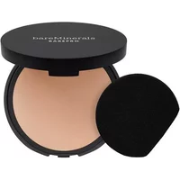 Black compact of bareMinerals BAREPRO powder foundation with light beige shade and round mirror.