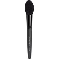 Black bareMinerals makeup brush with a tapered, fluffy head and sleek handle, designed for seamless shaping and finishing.