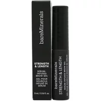 bareMinerals Strength & Length Brow Gel in Chesnut, black tube with white text, next to matching black box.