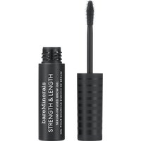 Black bareMinerals Strength & Length brow gel tube with textured cap and fine-bristle applicator wand.