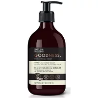 Baylis & Harding Goodness Lemongrass & Ginger hand wash, 500ml dark amber bottle with black pump dispenser.