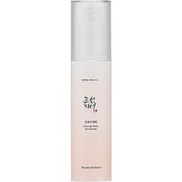 "White cylindrical bottle of Beauty of Joseon Ginseng Moist Sun Serum SPF50+ with clear cap and elegant black text"