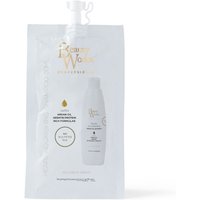 Beauty Works Pearl Nourishing Shampoo 30ml in a white pouch with gold text and a screw cap.