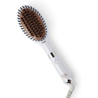 White Beauty Works Speed Styler Hair Brush with brown bristles and silver accents on the handle.