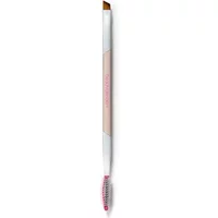 White and pink dual-ended brow brush with angled brush tip and spoolie, sleek design by beautyblender.