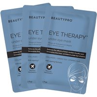 BEAUTYPRO EYE THERAPY Under Eye Mask, blue packaging, 3 packs, collagen, green tea, travel-friendly.