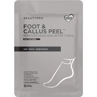 BEAUTYPRO FOOT & CALLUS PEEL 40ml in a gray sachet with white text and foot outline design.