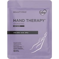 Purple BEAUTYPRO HAND THERAPY Glove pack with white text and hand illustration, 17g, hydrating formula.