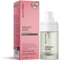 BEAUTYPRO Prickly Pear Facial Oil 30ml with pink box, white pump bottle, and black text detailing.