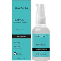 BEAUTYPRO RETINOL Anti-Ageing Serum 30ml, clear pump bottle with turquoise label, matching box with black accents.