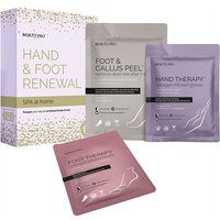 BEAUTYPRO SPA Hand & Foot Renewal Set with white box, purple hand mask, pink foot mask, and gray foot peel.