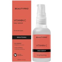 BEAUTYPRO VITAMIN-C Brightening Serum 30ml in clear pump bottle with orange label, next to matching box.