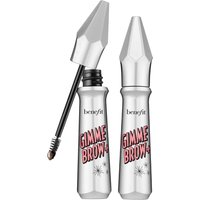Benefit Gimme Brow set with two silver tubes, pointed caps, and a small brush applicator.