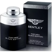 Bentley For Men Black Edition Eau De Parfum, 100ml, sleek black bottle with silver cap and Bentley logo.