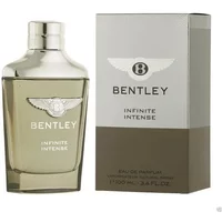 Bentley Infinite Intense Eau De Parfum 100ml, silver cap, clear bottle with logo, next to matching box.