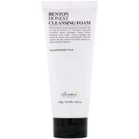 White Benton Honest Cleansing Foam tube with black text and green logo, 150g size, minimalist design.
