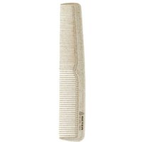 Beige Better Comb by Beter, featuring fine and wide teeth, textured grip, and sleek rectangular design.
