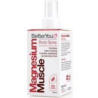 White BetterYou Magnesium Muscle Spray bottle with red text and pump nozzle.