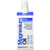 BetterYou Magnesium Oil Joint Spray 100ml, white bottle with blue text and spray nozzle.