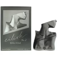 Billie Eilish No 2 Eau De Parfum 100ml, sculpted torso-shaped bottle, sleek metallic finish, matching box design.