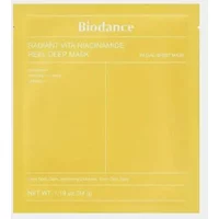 Biodance Radiant Vita Niacinamide mask pack, yellow packaging with white text, contains 4 sheet masks.