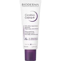 Bioderma Cicabio Cream 40ml tube, white with purple cap, labeled ultra-repairing soothing cream for face and body.
