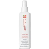 White Biolage spray bottle with green leaf logo and red text, 250ml size, sleek design.