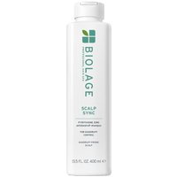 Biolage Scalp Sync Anti-Dandruff Shampoo 400ml in a white bottle with green logo and text.