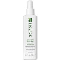 White Biolage Strength Recovery Repairing Spray bottle, 250ml, with green logo and text, spray nozzle top.