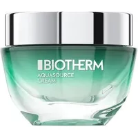 Biotherm Aquasource cream in a green glass jar with a silver lid, labeled for 48h hydration for normal/combination skin.