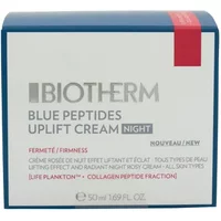 Biotherm Blue Peptides Uplift Night Cream 50ml in a white and blue box with red accents and product details.