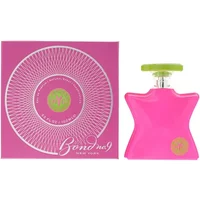 Pink star-shaped Bond No 9 Madison Square Park Eau De Parfum bottle with green cap, matching pink box.
