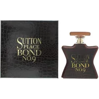 Bond No 9 Sutton Place Eau De Parfum 100ml with dark star-shaped bottle and gold lettering, matching box.