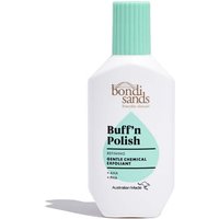 White Bondi Sands exfoliant bottle with mint green cap and label, featuring "Buff'N Polish" text and drop graphic.