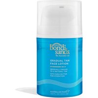Bondi Sands Gradual Tanning Face Lotion 50ml in a blue bottle with a white pump dispenser.