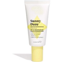 Bondi Sands Sunny Daze SPF50 Moisturiser, white tube, yellow cap, black text, yellow sun graphic, 50g.